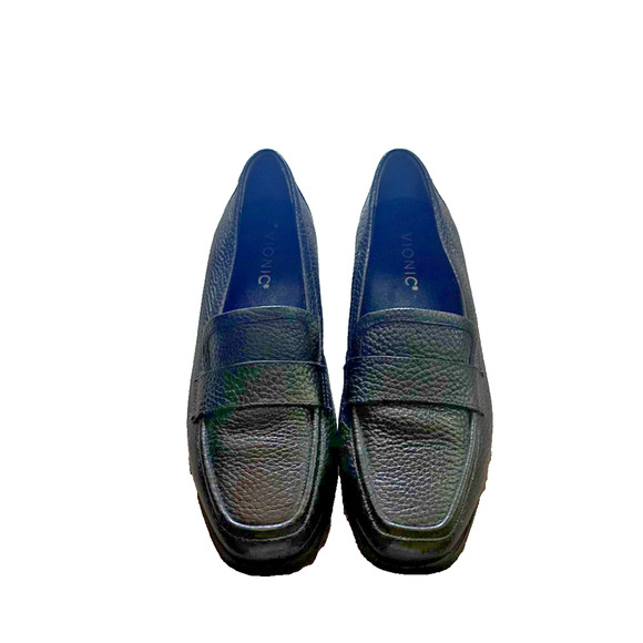 Vionic Sellah Black Pebbled Leather Loafers Women’s Sz8 Orthotic Support Comfort - Picture 3 of 8